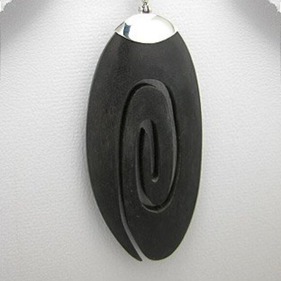 Sterling Silver Large Wood Swirl Pendant - 3.5" - NEW - Picture 4 of 6